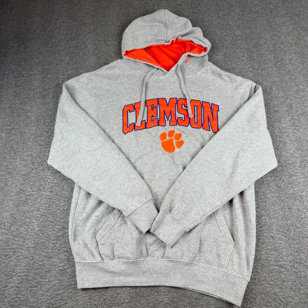 Colosseum Clemson Hoodie Men's Medium Gray Tigers NCAA Pullover Sweatshirt